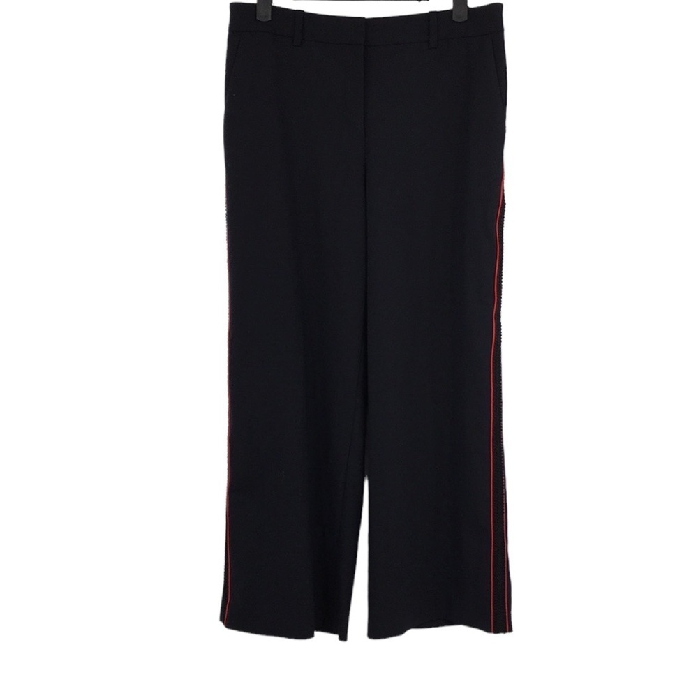 Olivia Palermo‎ Chelsea 28 Blue Wide Leg Trousers Womens 4 Pants Tuxedo Stripe